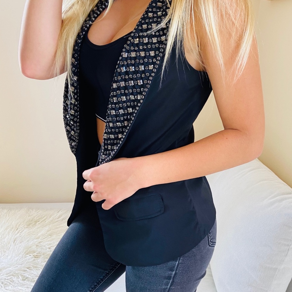 PJK Patterson J. Kincaid Women Black Tuxedo Vest - Picture 3 of 7